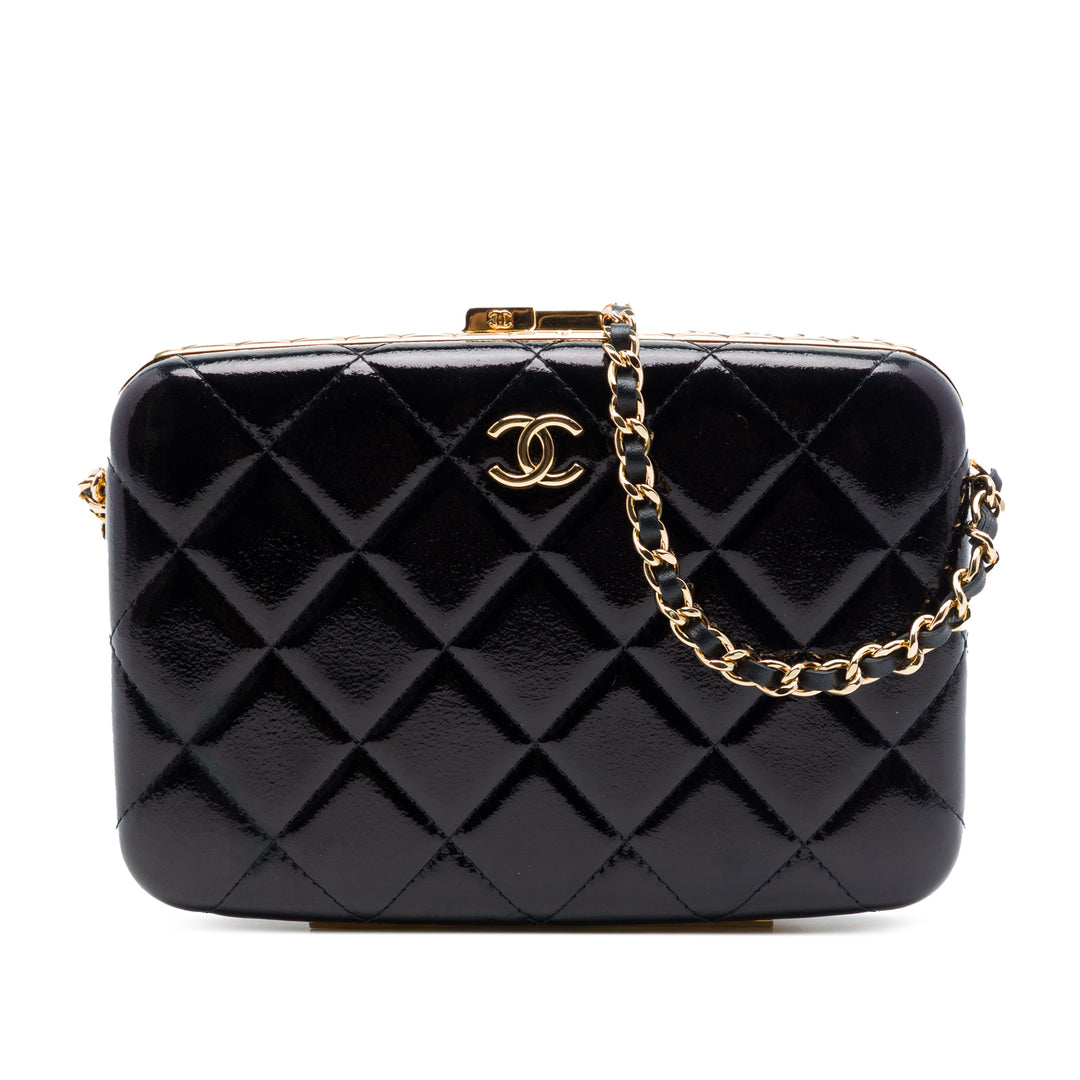 Chanel Large Glazed Cuir de chèvre Boîte avec chaîne