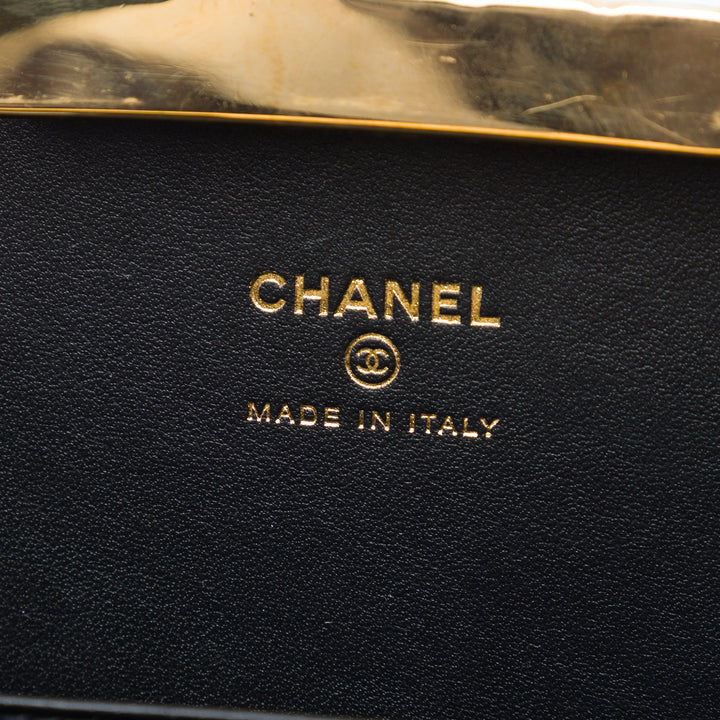 Chanel Large Glazed Cuir de chèvre Boîte avec chaîne