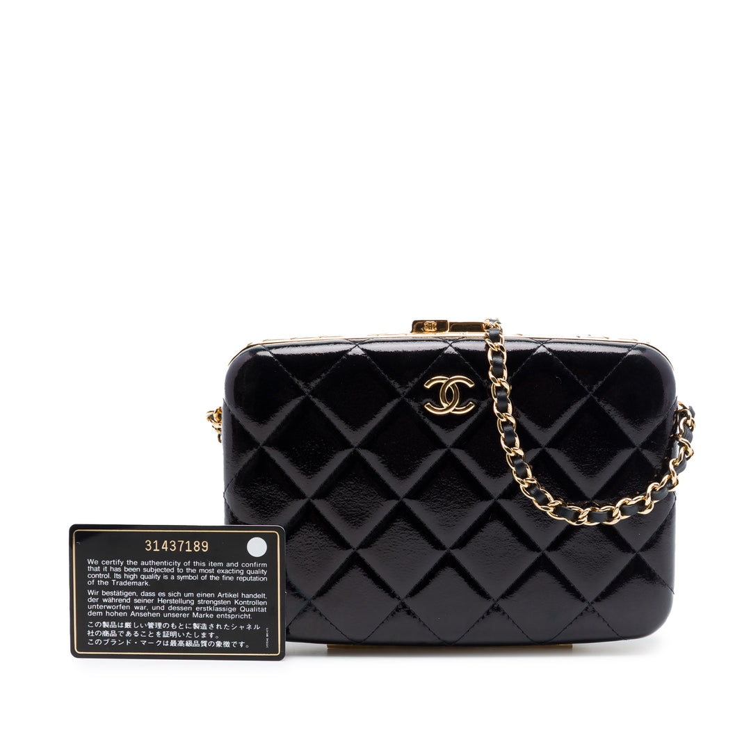 Chanel Large Glazed Cuir de chèvre Boîte avec chaîne