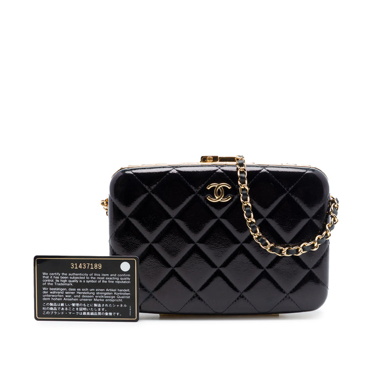 Chanel Large Glazed Cuir de chèvre Boîte avec chaîne