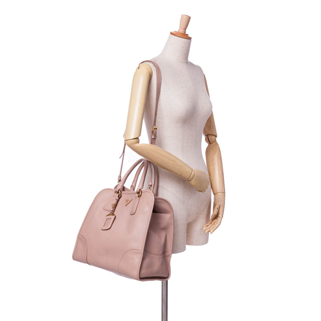 Saffiano Lux Shopping Tote Pink - Gaby Paris