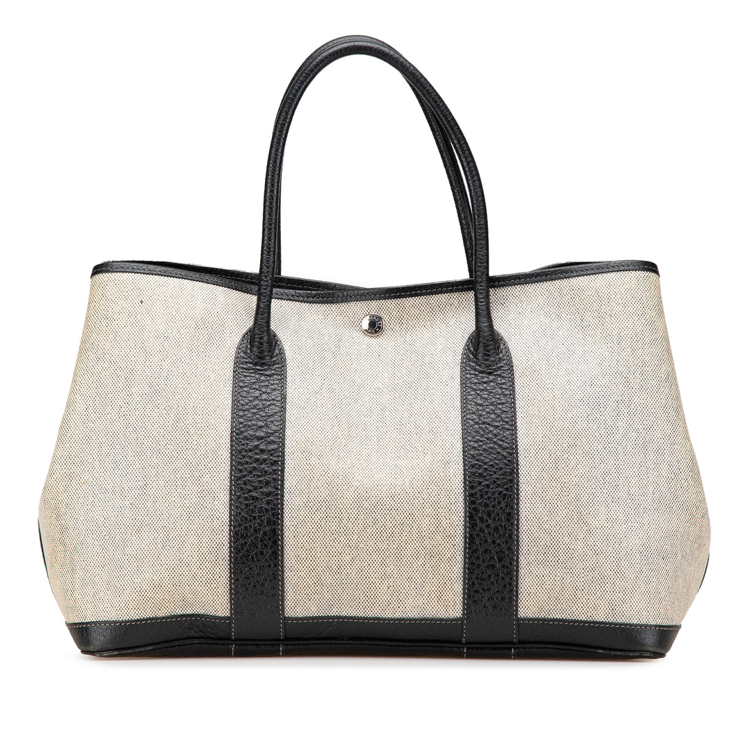 Toile and Buffalo Leather Garden Party 36 Brown - Gaby Paris