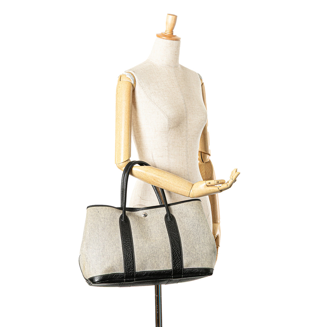 Toile and Buffalo Leather Garden Party 36 Brown - Gaby Paris