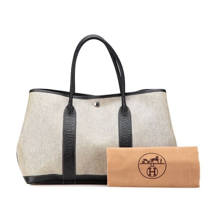 Toile and Buffalo Leather Garden Party 36 Brown - Gaby Paris