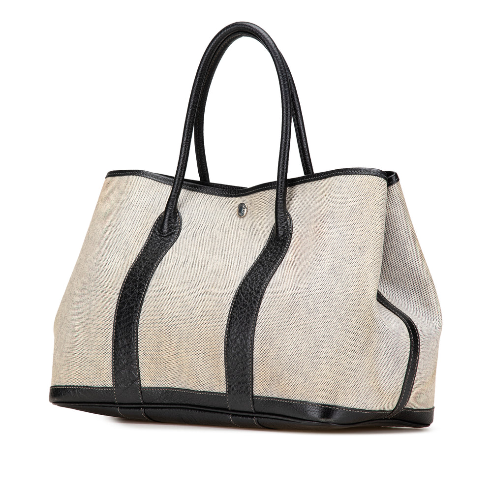Toile and Buffalo Leather Garden Party 36 Brown - Gaby Paris