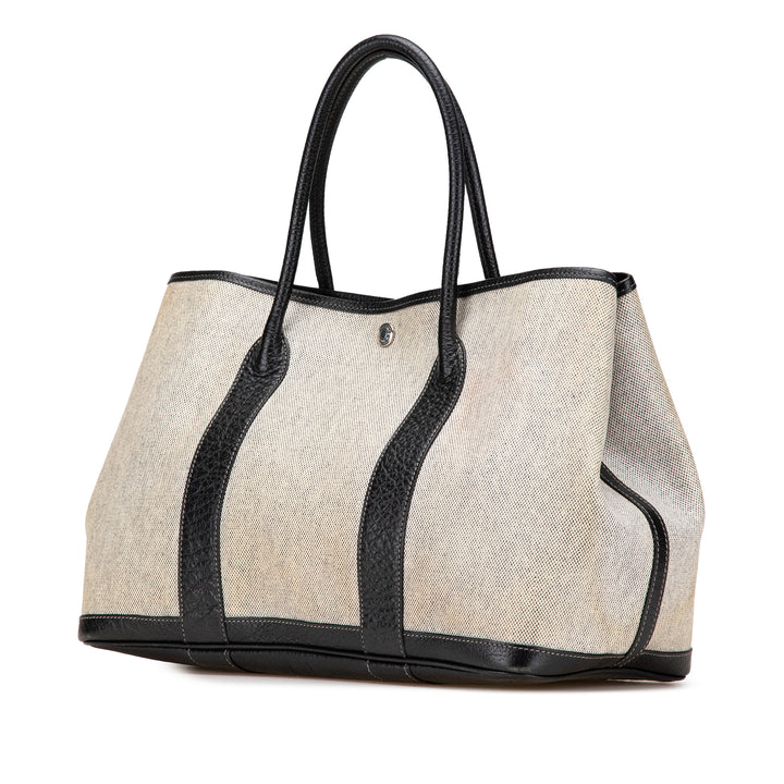 Toile and Buffalo Leather Garden Party 36 Brown - Gaby Paris