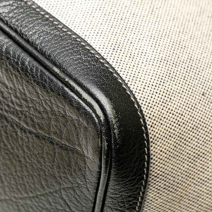 Toile and Buffalo Leather Garden Party 36 Brown - Gaby Paris