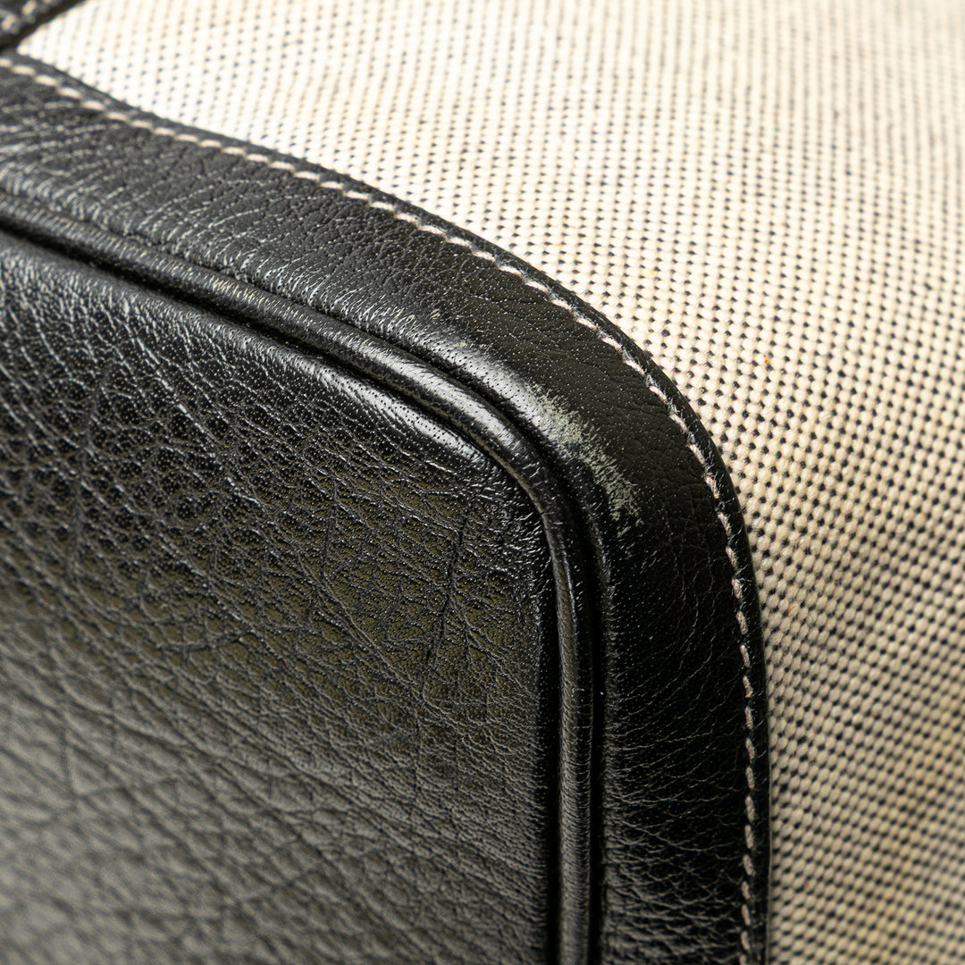 Toile and Buffalo Leather Garden Party 36 Brown - Gaby Paris