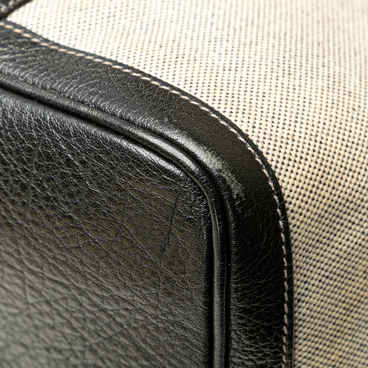 Toile and Buffalo Leather Garden Party 36 Brown - Gaby Paris