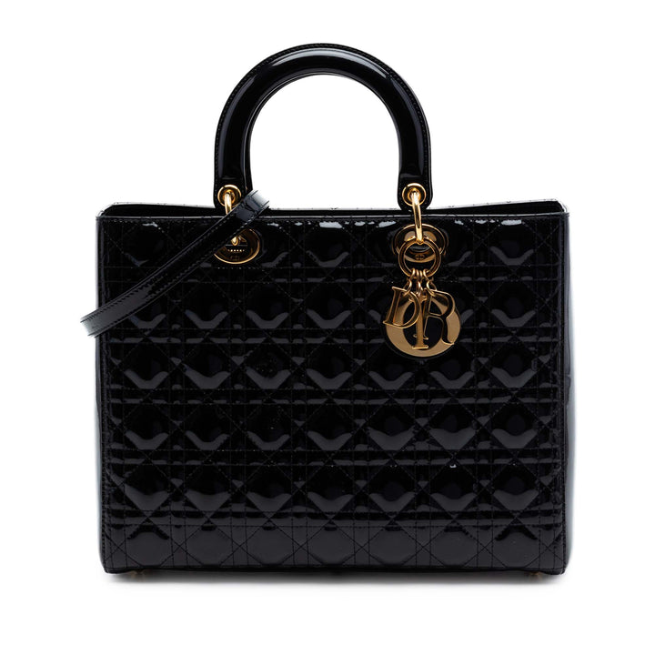 Dior Large Cuir verni Cannage Lady Dior