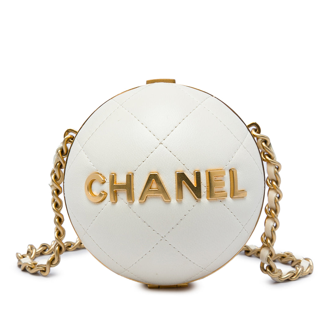 Chanel Matelassé 22 Sphere Minaudiere Sac Cuir d'agneau Blanc – vue principale – GABY PARIS