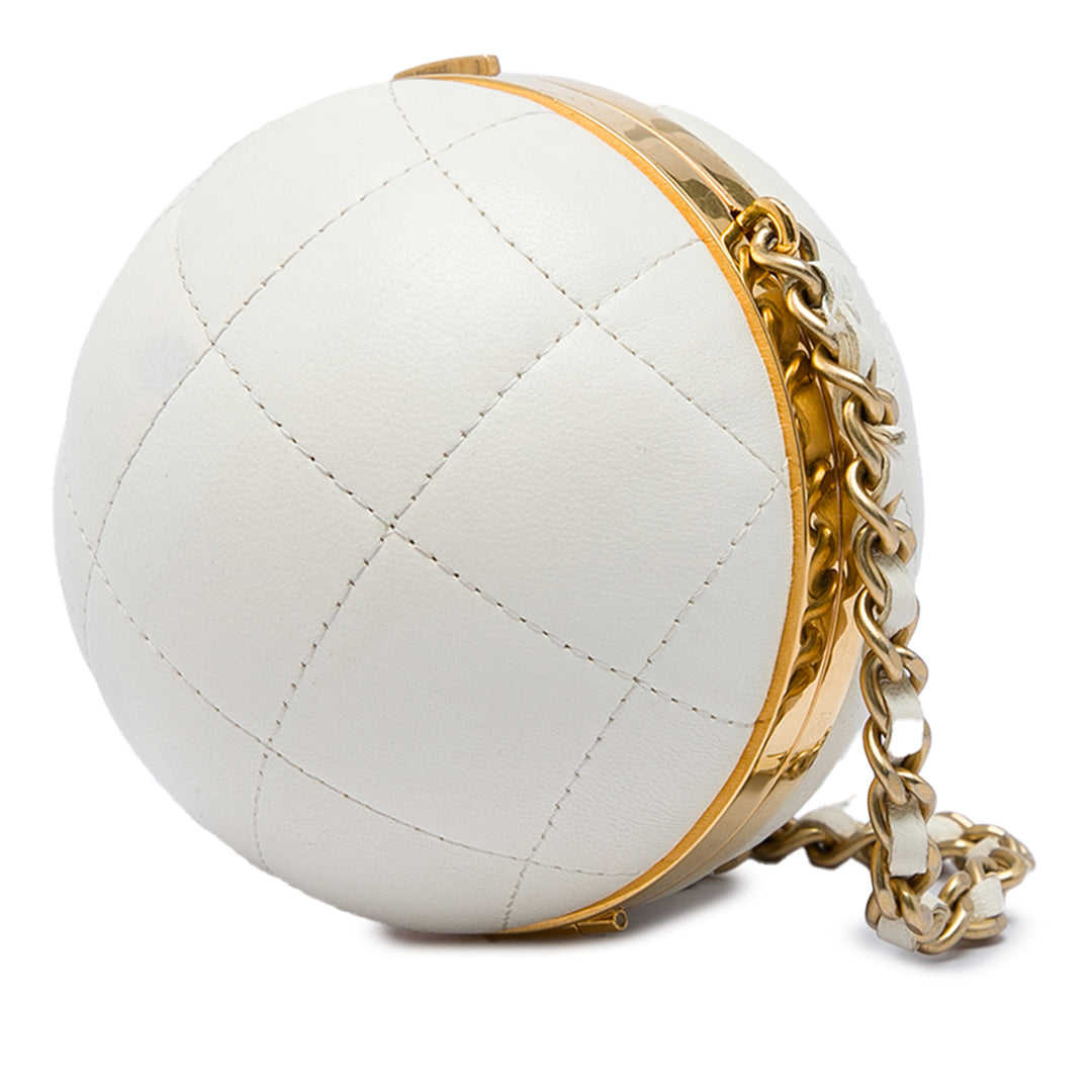 Chanel Matelassé 22 Sphere Minaudiere Sac Cuir d'agneau Blanc – vue 2 – GABY PARIS
