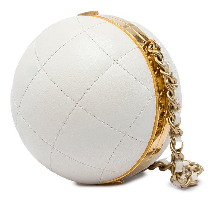 Chanel Matelassé 22 Sphere Minaudiere Sac Cuir d'agneau Blanc – vue 2 – GABY PARIS