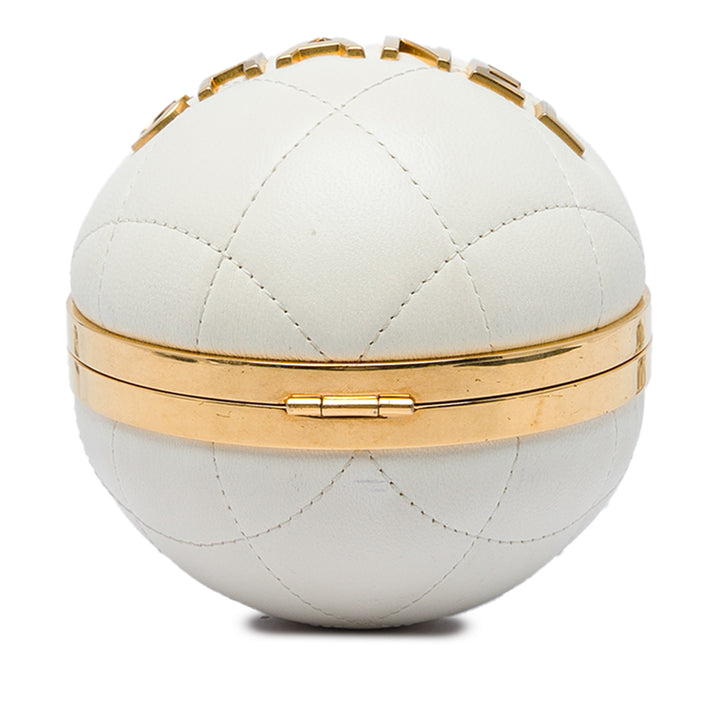 Chanel Matelassé 22 Sphere Minaudiere Sac Cuir d'agneau Blanc – vue 3 – GABY PARIS