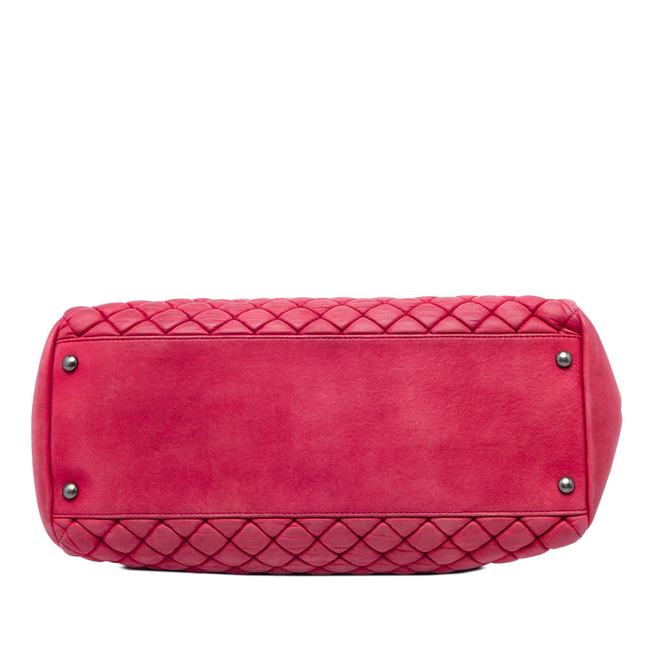 Chanel Matelassé Just Mademoiselle Sac bowling Grand Cuir d'agneau Rouge – vue 3 – GABY PARIS