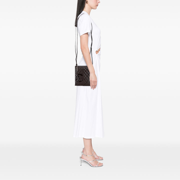 Chanel Quilted Cuir d’agneau Cambon Ligne Flat Sac porté croisé Noir