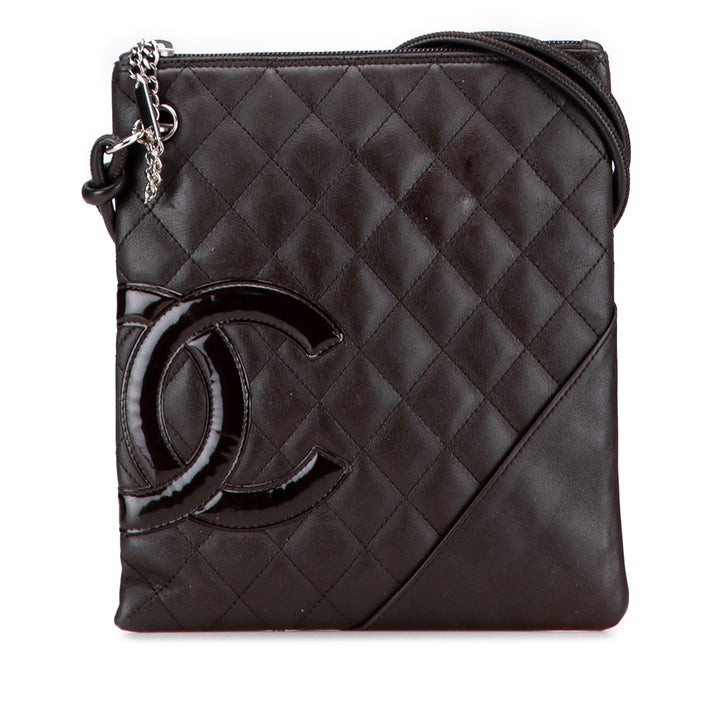 Chanel Quilted Cuir d’agneau Cambon Ligne Flat Sac porté croisé Noir