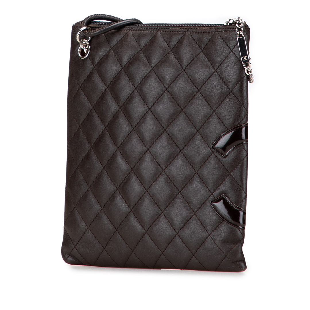 Chanel Quilted Cuir d’agneau Cambon Ligne Flat Sac porté croisé Noir
