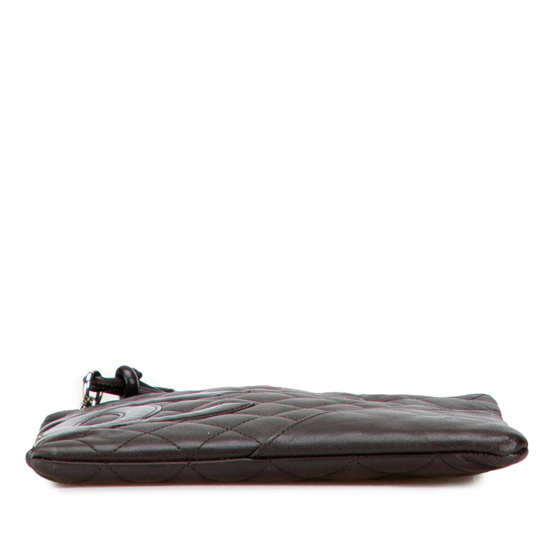 Chanel Quilted Cuir d’agneau Cambon Ligne Flat Sac porté croisé Noir