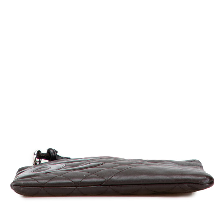 Chanel Quilted Cuir d’agneau Cambon Ligne Flat Sac porté croisé Noir