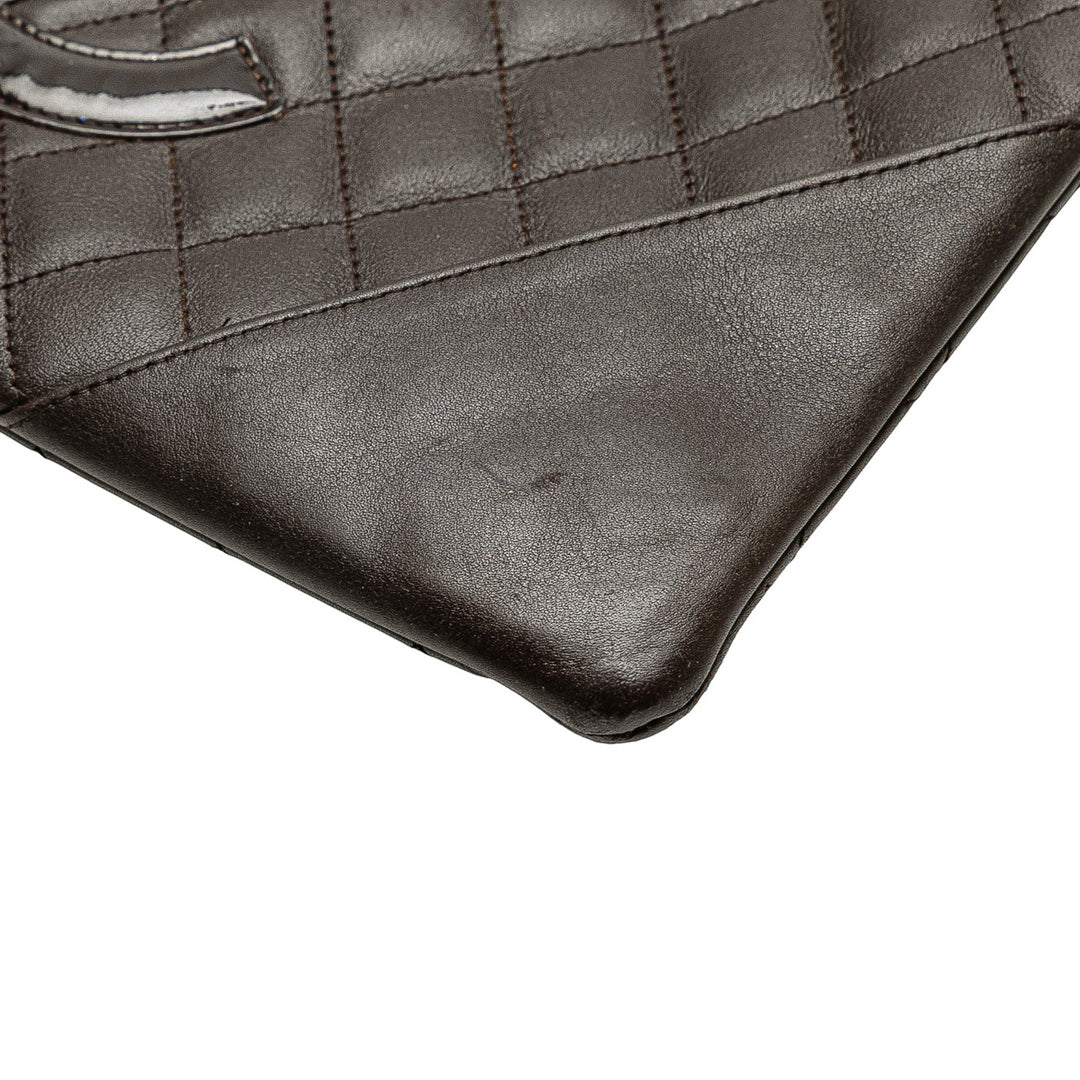 Chanel Quilted Cuir d’agneau Cambon Ligne Flat Sac porté croisé Noir