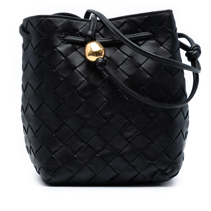Bottega Veneta Small Nappa Intrecciato Bucket Bag Noir