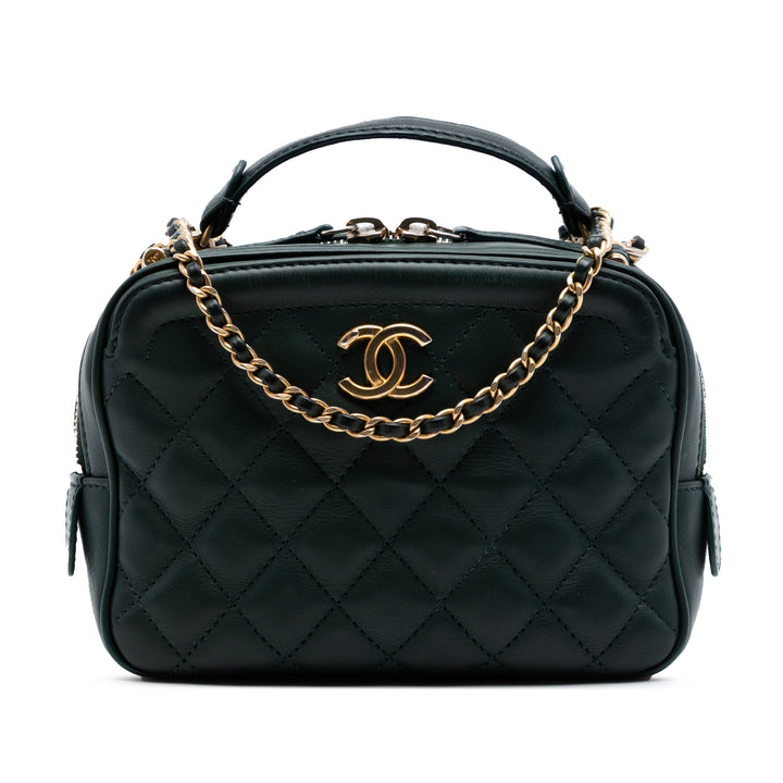 Chanel Small CC Matelassé Cuir de veau anse supérieure Vanity avec chaîne