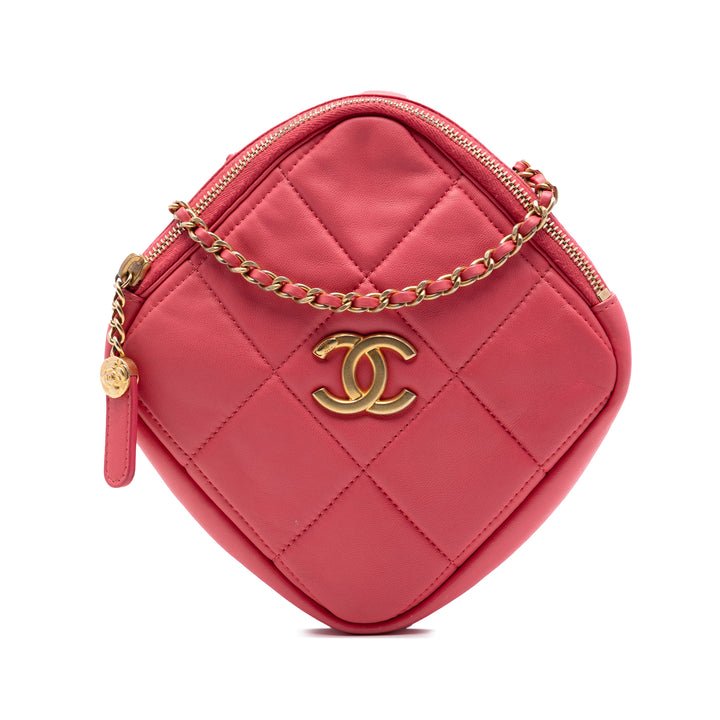 Chanel CC Matelassé Diamond Pochette avec chaîne Cuir d'agneau