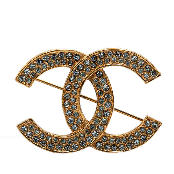 Gold Plated CC Crystal Brooch Gold - Gaby Paris