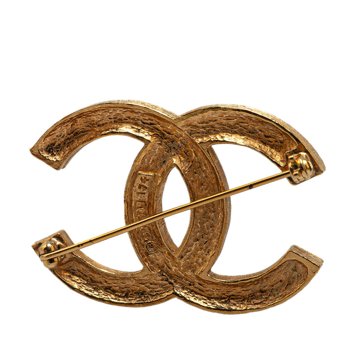 Gold Plated CC Crystal Brooch Gold - Gaby Paris