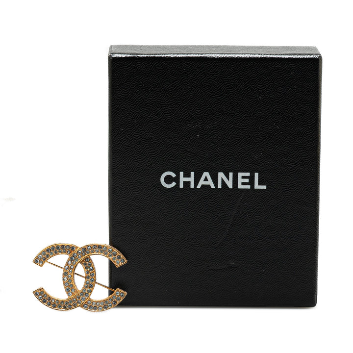 Gold Plated CC Crystal Brooch Gold - Gaby Paris