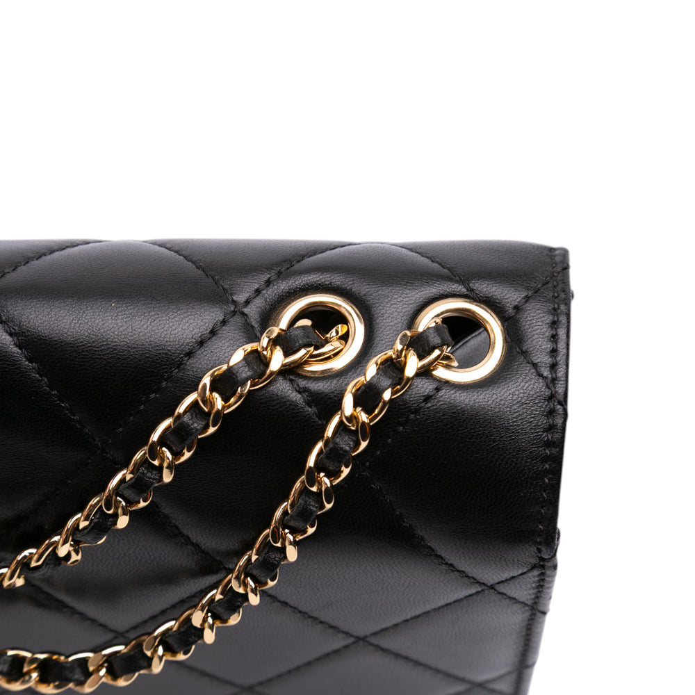 Medium Quilted Lambskin Golden Class Flap Black - Gaby Paris
