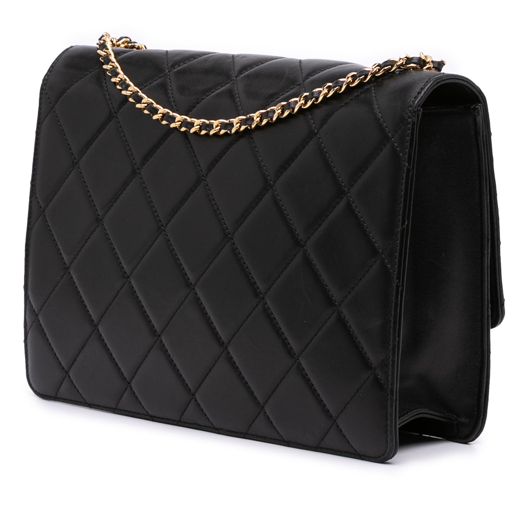 Medium Quilted Lambskin Golden Class Flap Black - Gaby Paris