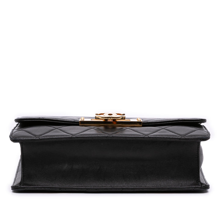 Medium Quilted Lambskin Golden Class Flap Black - Gaby Paris