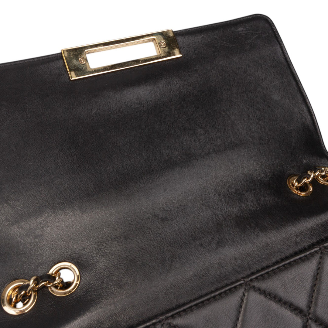 Medium Quilted Lambskin Golden Class Flap Black - Gaby Paris