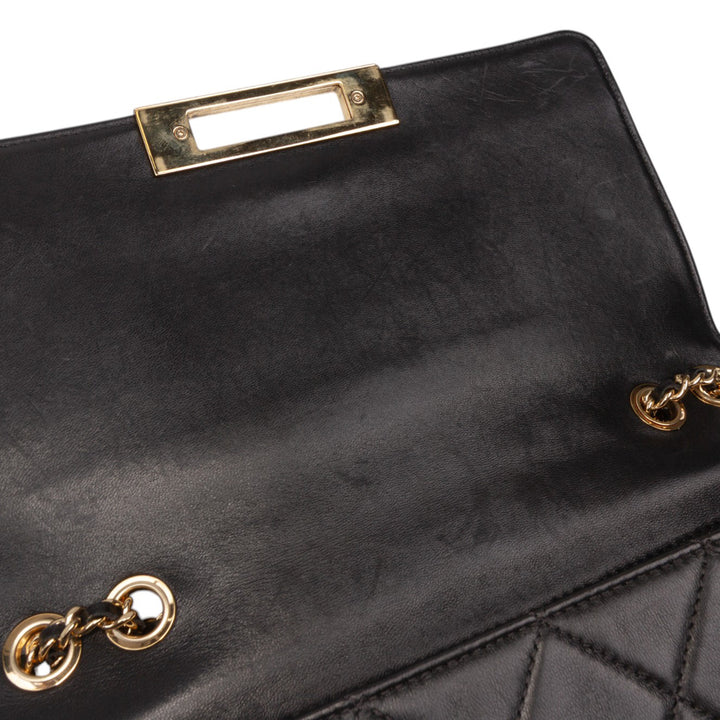 Medium Quilted Lambskin Golden Class Flap Black - Gaby Paris