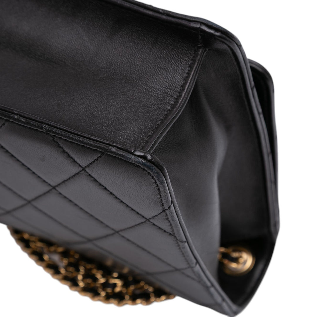 Medium Quilted Lambskin Golden Class Flap Black - Gaby Paris
