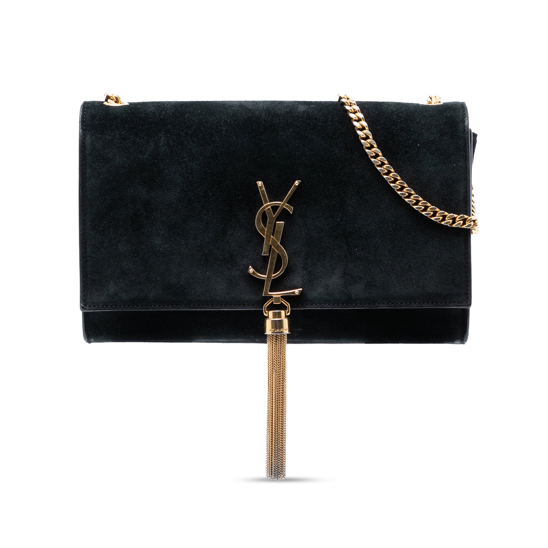 Saint Laurent Medium Daim Monogram Kate Pompon Sac porté croisé