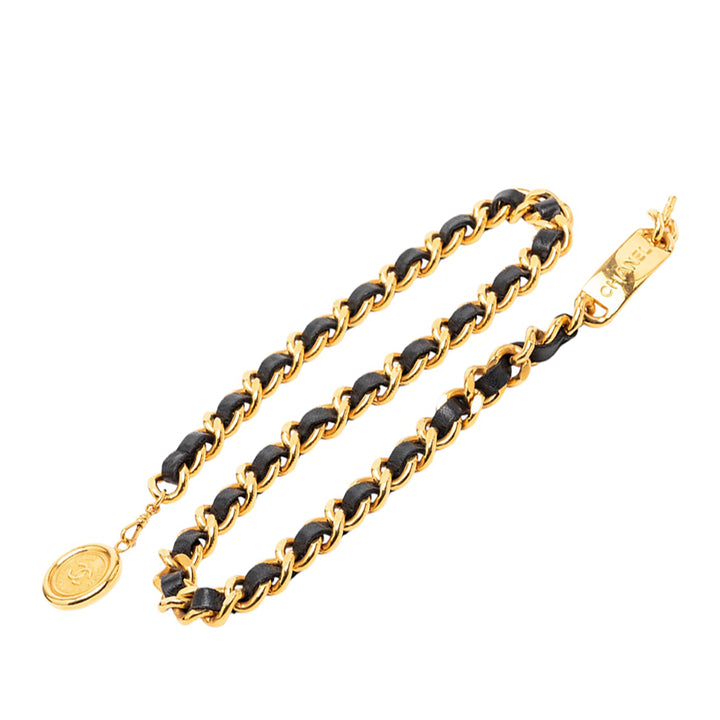 Chanel plaqué Cuir Woven Chain Medallion Belt
