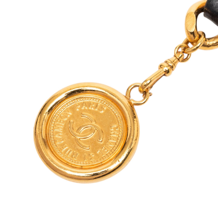Chanel plaqué Cuir Woven Chain Medallion Belt