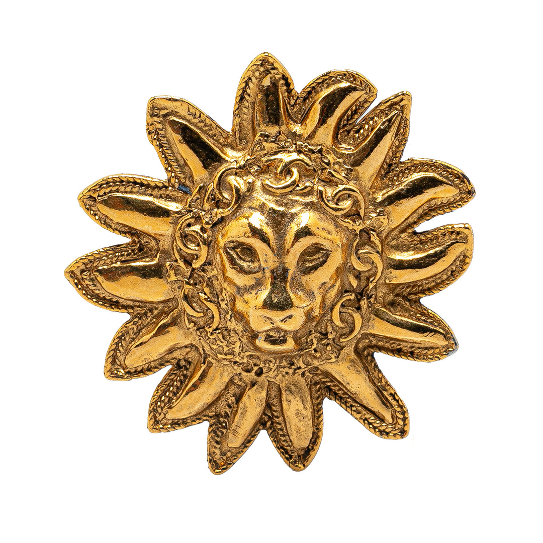 Gold Plated Lion Pin Brooch Gold - Gaby Paris