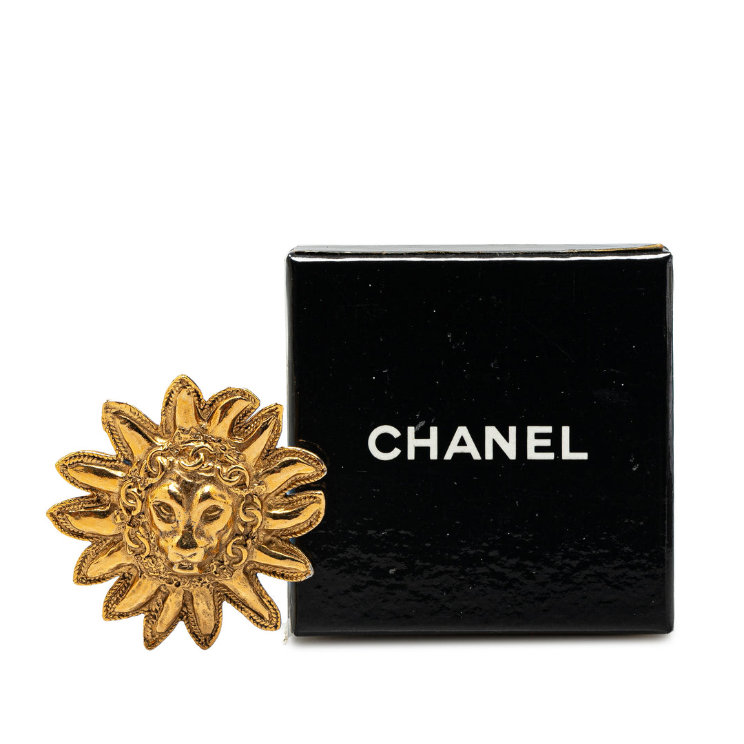 Chanel Gold Plated Lion Pin Brooch Gold - GABY PARIS