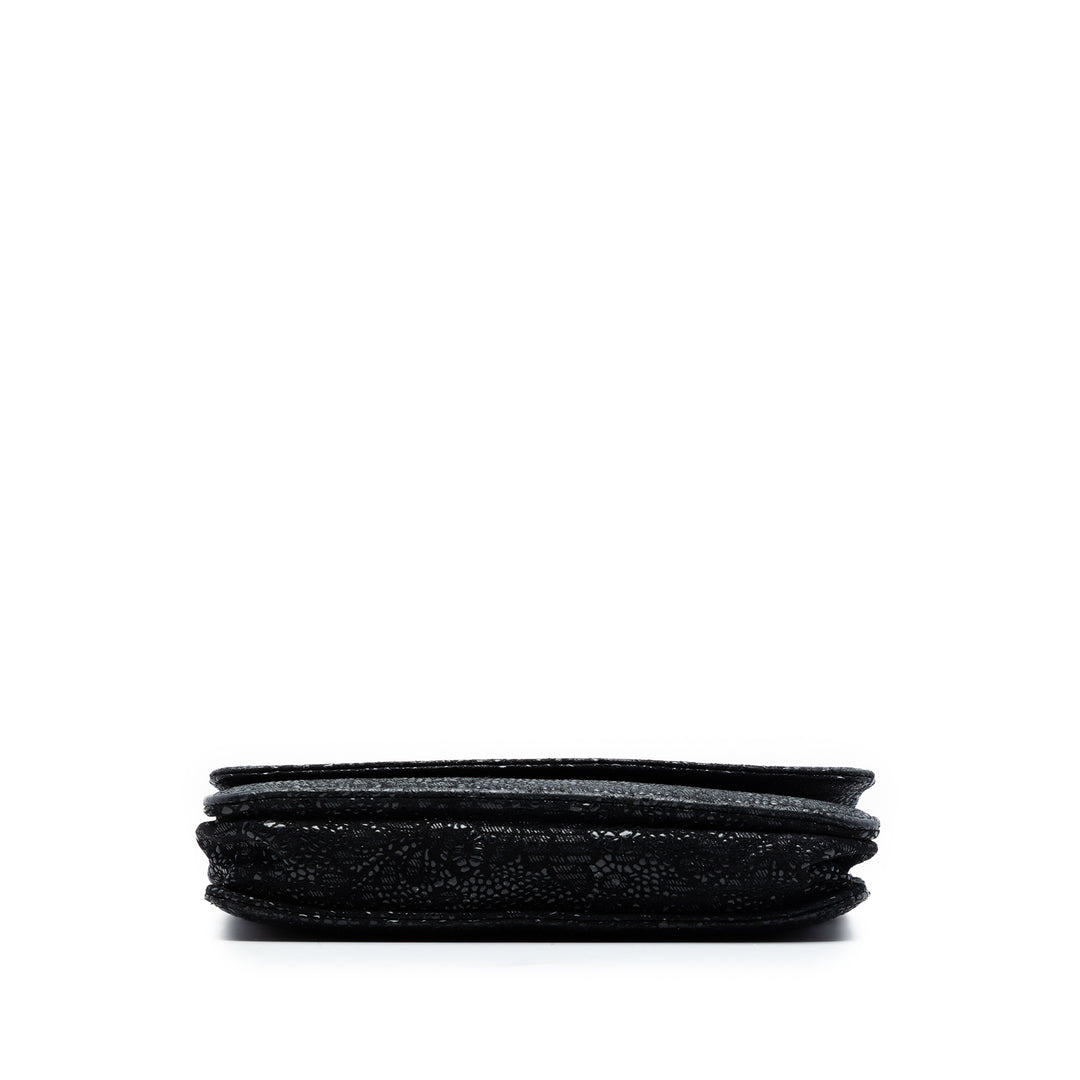 Chanel CC Lace Overlay Cuir de chèvre Wallet on Chain