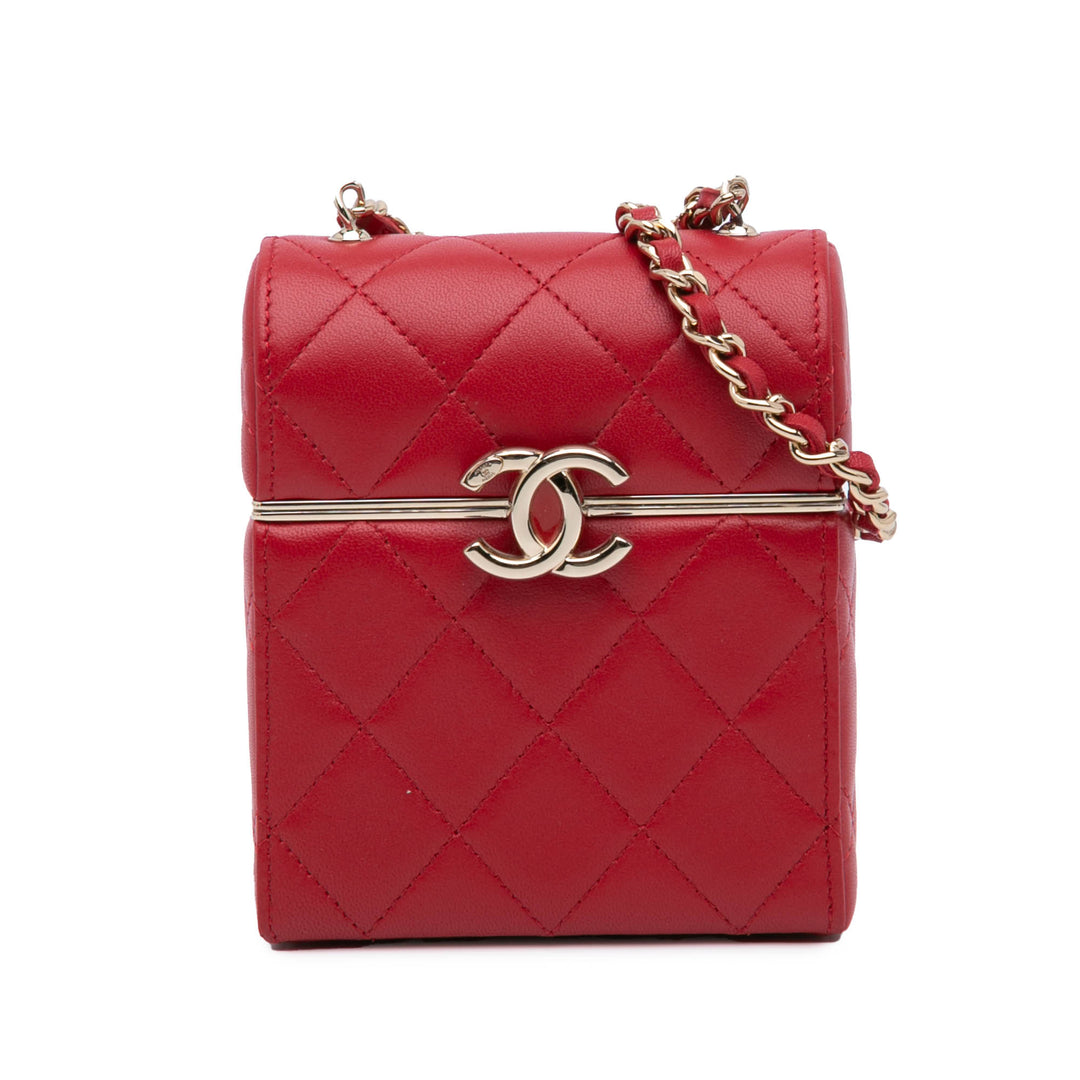 Small CC Lambskin Box Vanity with Chain Red - Gaby Paris