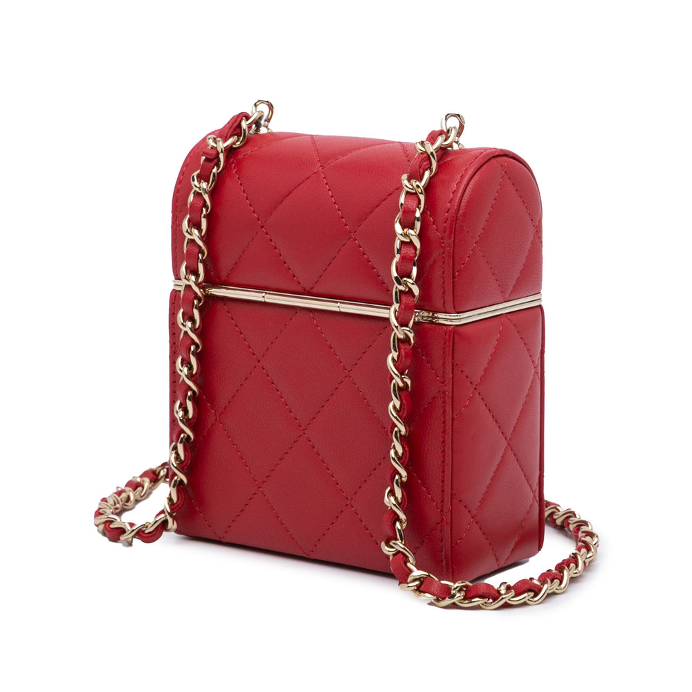 Small CC Lambskin Box Vanity with Chain Red - Gaby Paris