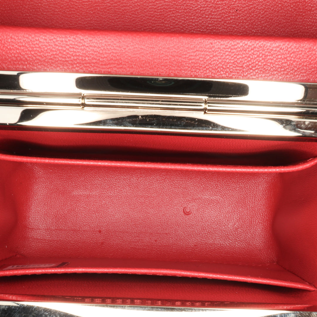 Small CC Lambskin Box Vanity with Chain Red - Gaby Paris