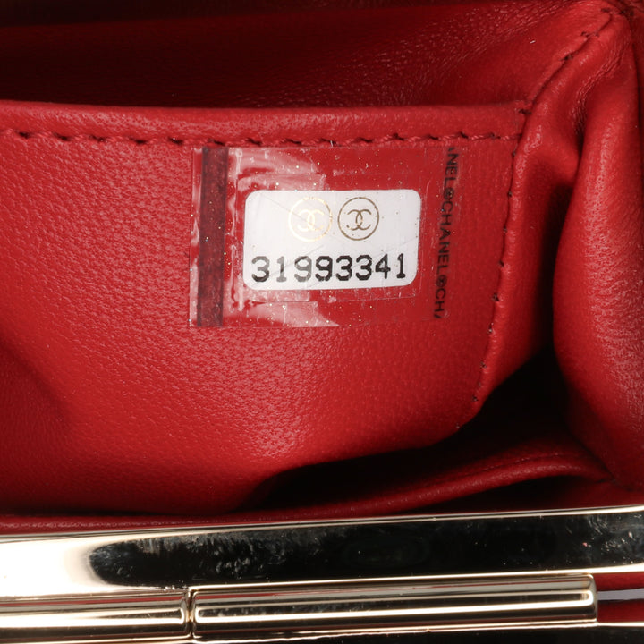 Small CC Lambskin Box Vanity with Chain Red - Gaby Paris