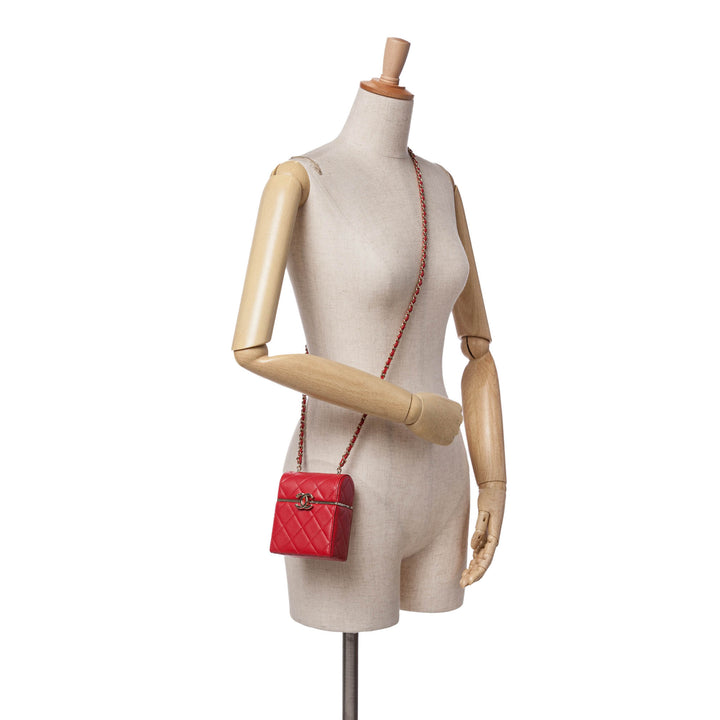 Small CC Lambskin Box Vanity with Chain Red - Gaby Paris