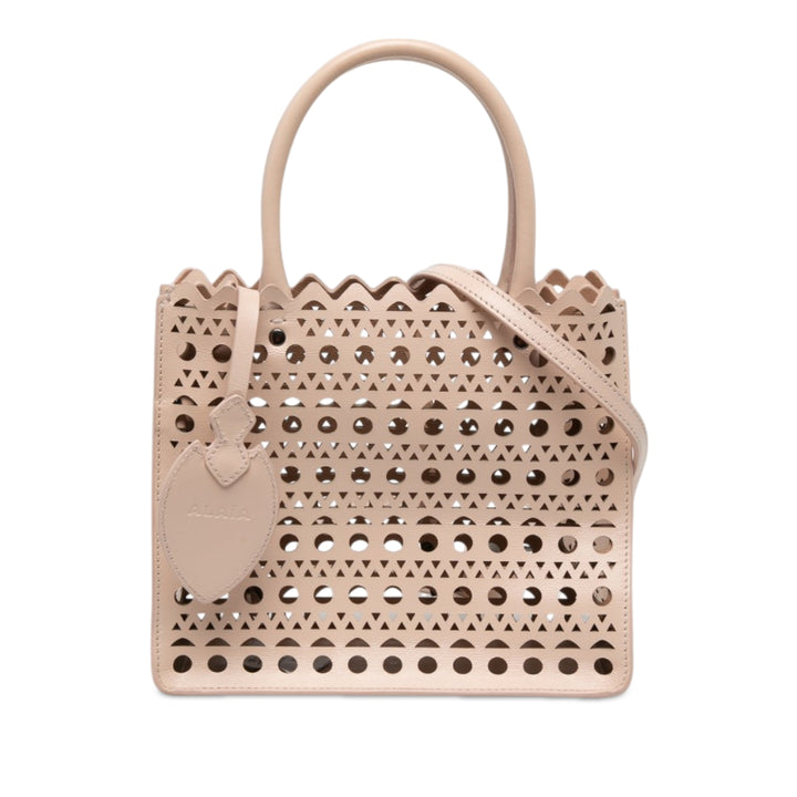 ALAÏA Vienne Laser Cut Garance Cabas 20 Cuir de veau Marron – vue principale – GABY PARIS