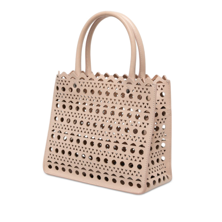 ALAÏA Vienne Laser Cut Garance Cabas 20 Cuir de veau Marron – vue 2 – GABY PARIS